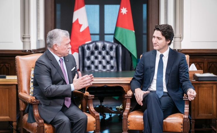 العاهل الأردني ورئيس الوزراء الكندي يعقدان جلسة مباحثات تناولت العلاقات  الثنائية