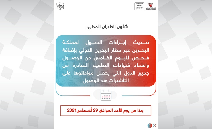 شئون الطيران المدني تحديث إجراءات الدخول لمملكة البحرين عبر مطار البحرين الدولي Az Bahrain