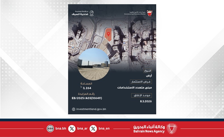 بالتزامن مع معرض سيتي سكيب البحرين 2025.. رئيس لجنة استثمار الأراضي الحكومية: طرح 10 فرص استثمارية جديدة عبر منصة استثمار الأراضي الحكومية