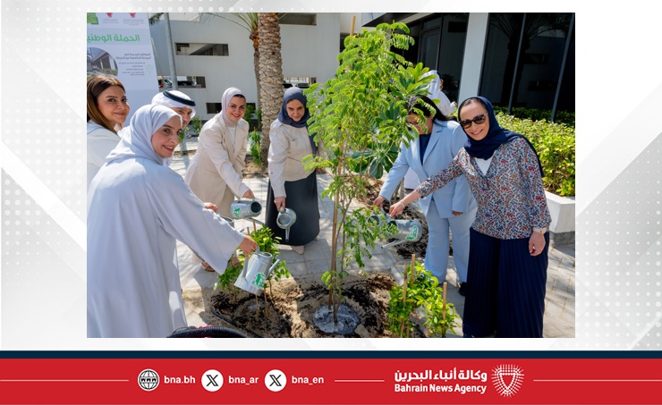 المبادرة الوطنية لتنمية القطاع الزراعي تدشن مشروع تشجير مركز مدينة حمد الشبابي النموذجي بدعم من "تسهيلات البحرين"