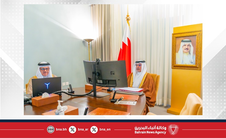 HRH the Crown Prince and Prime Minister participates remotely in a meeting with several leaders and representatives of the GCC, Arab and EU countries