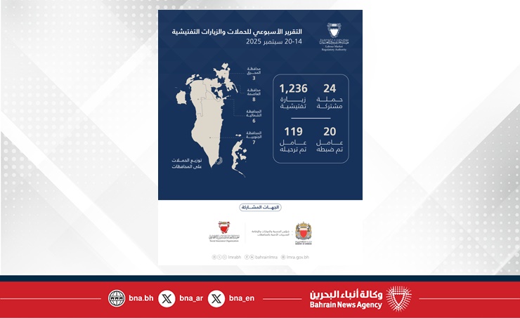 هيئة تنظيم سوق العمل: 1,260حملة وزيارة تفتيشية وترحيل 119 مخالفًا خلال أسبوع